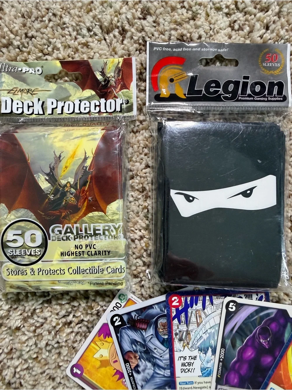 Lot Bundle of 300 One Piece Trading Cards & 3 Packs of Card Sleeves Sealed